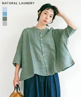【SALE 20%OFF】NATURAL LAUNDRY(ナチュラルランドリー) 先染めリネンランドスケープシャツ レディース トップス ブラウス[7263T-900]【メール便対応可】 セール