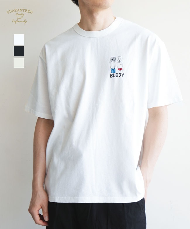 GUARANTEED(ギャランティード) 刺繍 Tシャツ ワンポイント 犬  カットソー 半袖 クルーネック プリントT 【メール便対応可】 [F-26SS257WH]