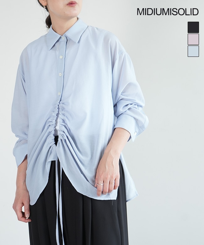 【SALE 20%OFF】MIDIUMISOLID(ミディウミソリッド) drawstring shirt ドローストリングシャツ 【メール便対応可】[1-13220362] セール