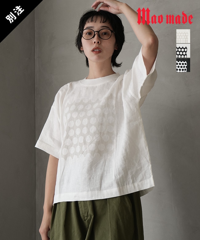 mao made(マオメイド) 別注 ドットプリントPO 布帛TEE  Tシャツ カットソー プルオーバー 【メール便対応可】 [992314]