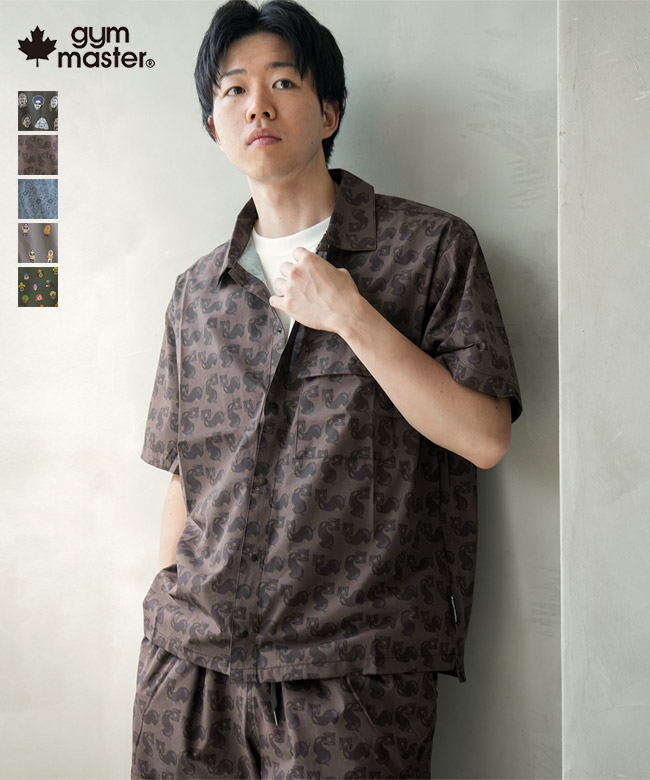 gym master(ジムマスター) UL-GRIDハッピーペイント半袖シャツ メンズ トップス ボタンシャツ 半袖シャツ セットアップ 総柄【メール便対応可】 [G733734]