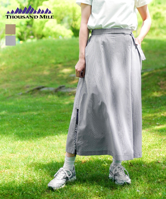THOUSAND MILE(サウザンドマイル) WRAPPED SKIRT HIGH AIR PERMEABILITY CHECK ラップスカート レディース ボトムス [TM261CK00392]