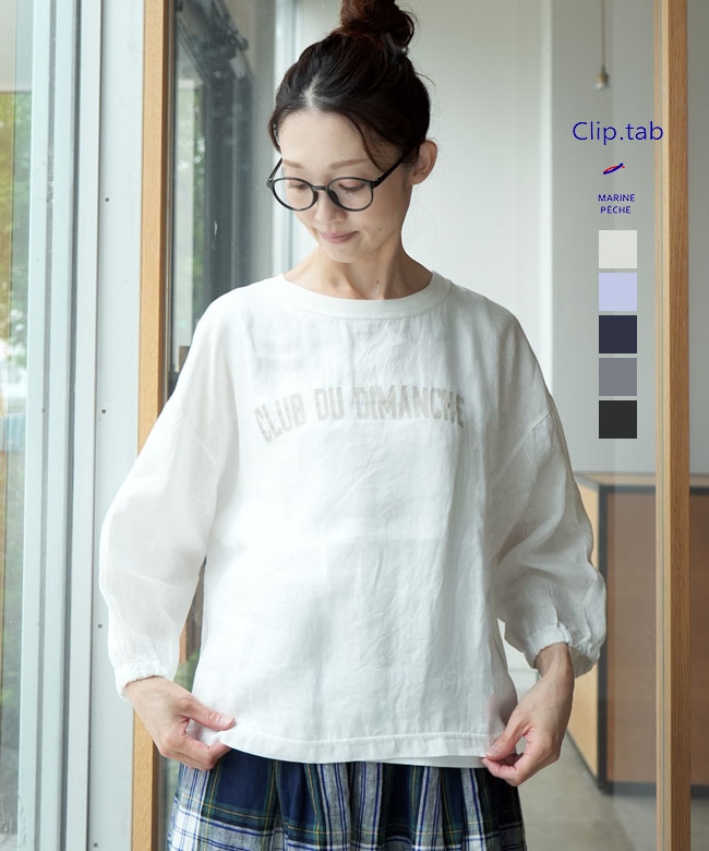 clip.tab(クリップタブ) CLUB DU DIMANCHE pt PO プルオーバー Tシャツ カットソー プリント 七分袖 7分袖 レディース [3263C-904]