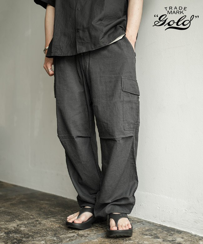 gold(ゴールド) SELVEDGE OXFORD EASY CARGO PANTS セルヴィッジ オックスフォード イージーカーゴパンツ メンズ ボトムス イージーパンツ ワイドパンツ[GL42619]