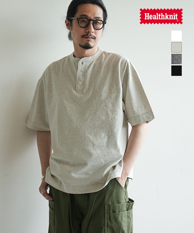 Healthknit(ヘルスニット) Henleyneck S/S Tee ヘンリーネックショートスリーブTシャツ メンズ トップス 半袖 カットソー [HR-M002]