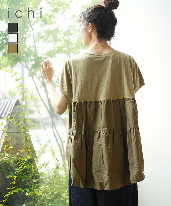 ICHI(イチ) バックティアード PULLOVER レディース トップス 切替 プルオーバー カットソー[251247]