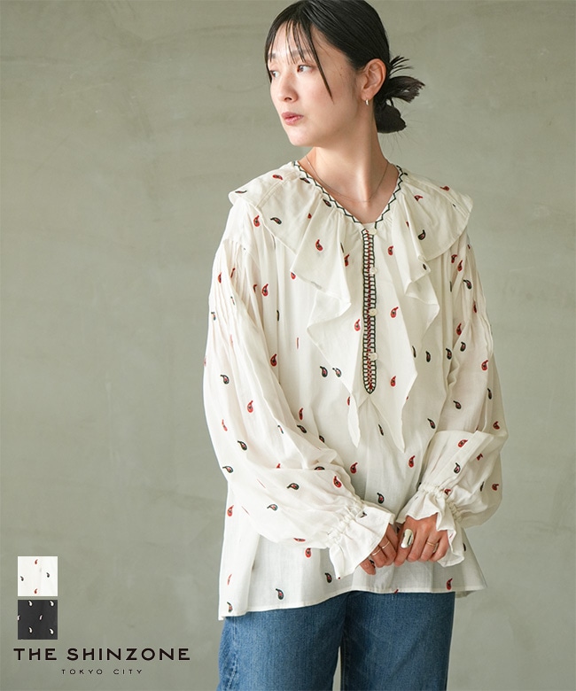 THE SHINZONE(ザ シンゾーン) PAISLEY EMBROIDERED BLOUSE ペイズリー