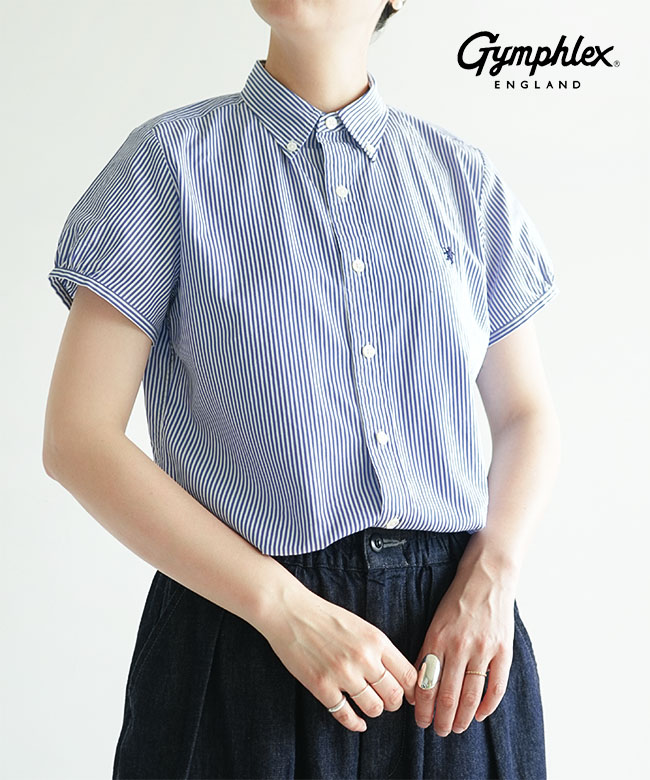 Gymphlex(ジムフレックス) コットン フレンチスリーブシャツ STRIPE WOMEN レギュラーフィットレディース 半袖【メール便対応可】 [GY-B0242MGS]