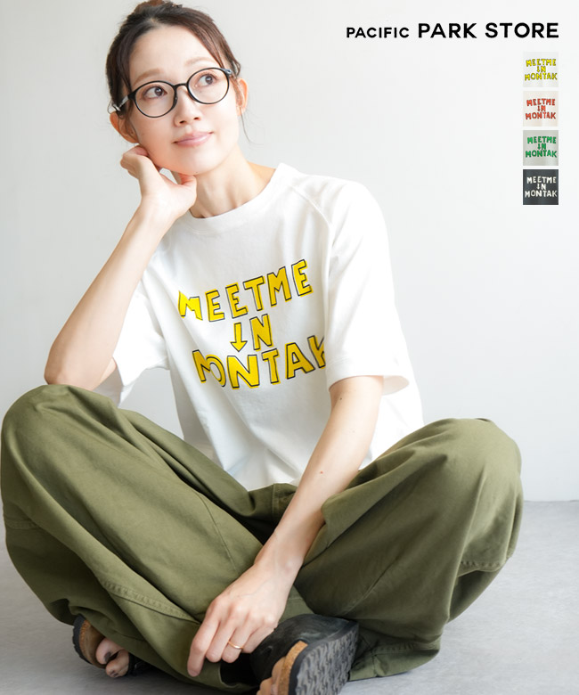 PACIFIC PARK STORE(パシフィックパークストア) 17/BD天竺 ラグランスリーブプリントTee〈MEETME ↓N MONTAK〉レディース トップス [PPS-28272]