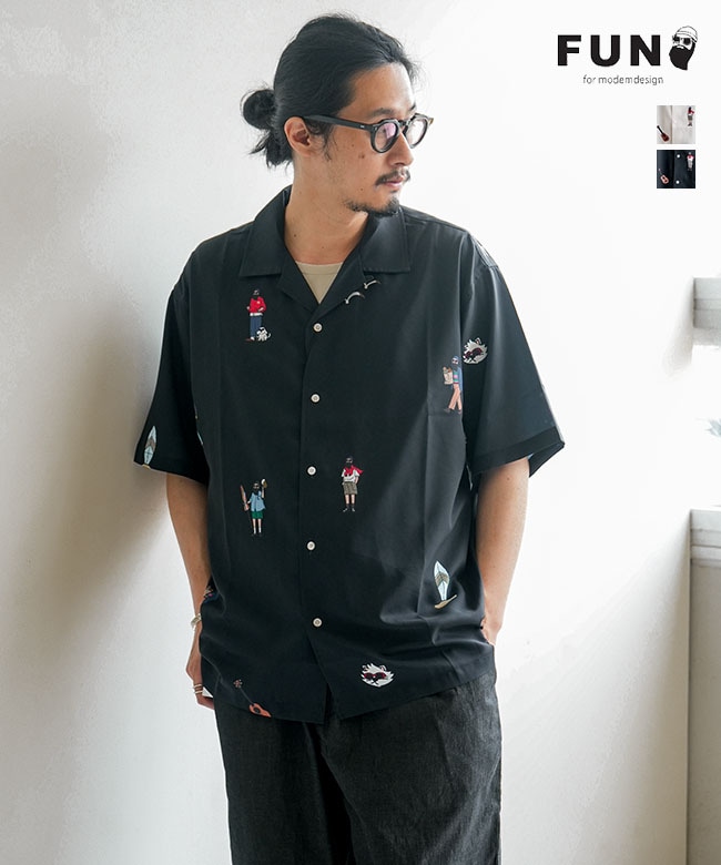 【SALE 10%OFF】modem design/FUN(モデムデザイン/ファン) GRAPHIC OJI ALOHA SHIRT グラフィック おじさん アロハシャツ メンズ トップス ボタンシャツ オープンカラーシャツ 半袖 総柄[F-26027537] セール