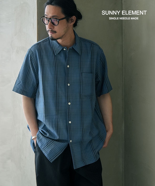 【SALE 50%OFF】SUNNY ELEMENT(サニーエレメント) River Shirt S/S リバーシャツ ショートスリーブ メンズ トップス ボタンシャツ チェックシャツ 半袖[S-046-1]セール セール