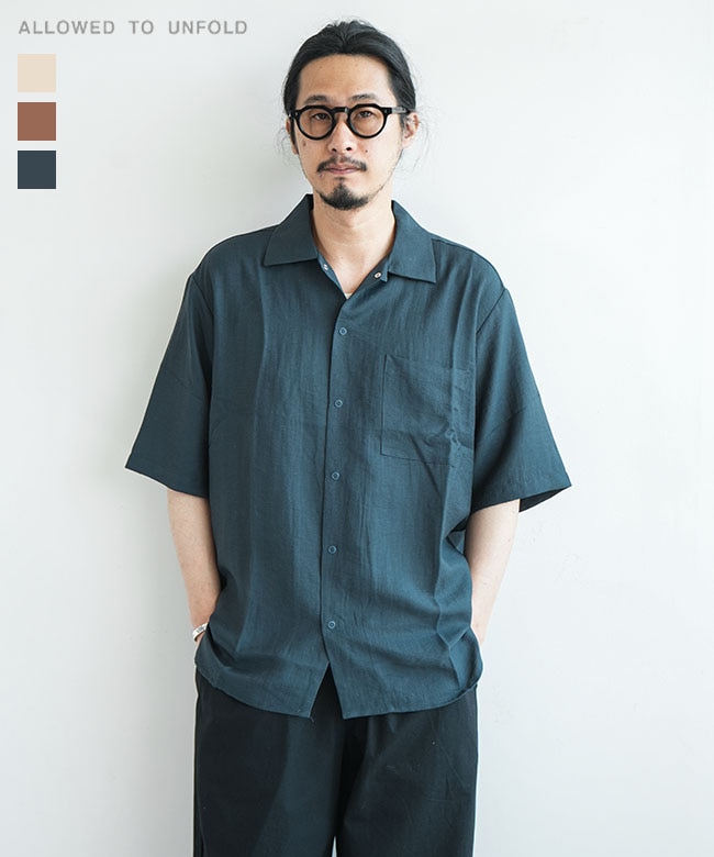 ALLOWED TO UNFOLD(アロウドトゥアンフォールド) NRリネンリングドットワンナップカラー半袖  メンズ トップス カットソー ボタンシャツ [0701-63101]