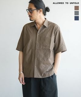 【SALE 30%OFF】ALLOWED TO UNFOLD(アロウドトゥアンフォールド) ドビーメッシュドットボタンワンナップカラー半袖 シャツ メンズ トップス カットソー ボタンシャツ [0701-63105] セール