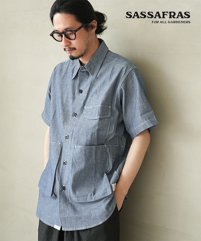 SASSAFRAS (ササフラス) Digs Crew Half 1/2 - 5oz Chambray ディグズ