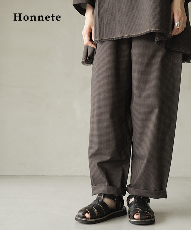 【SALE 30%OFF】HONNETE(オネット) コットンシルクギンガムテーパードパンツ レディース ボトムス [HO-26SSP24］ セール