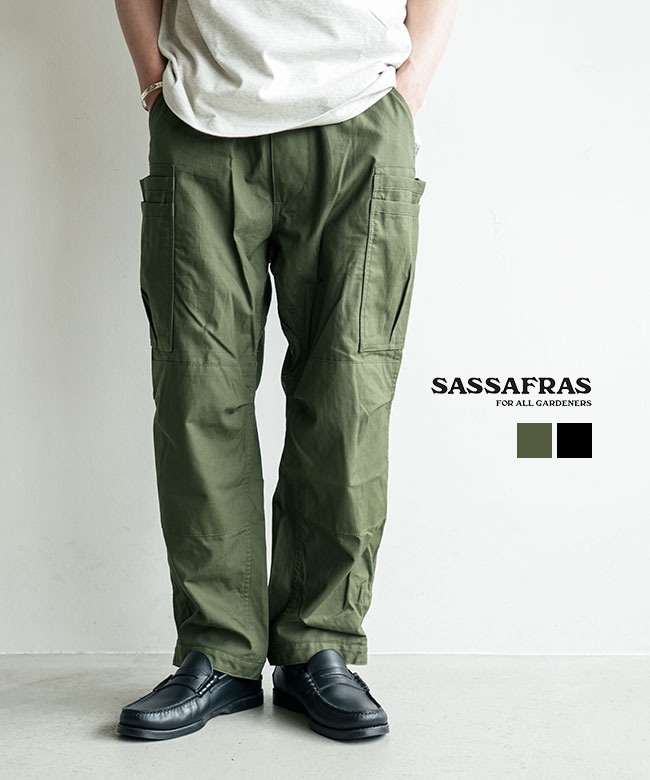 SASSAFRAS(ササフラス) OVERGROWN PANTS 4/5-ARMY RIPSTOP オーバー