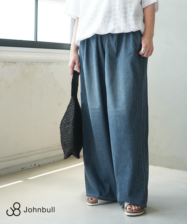 Johnleeknb出品 JOHNBULL(ジョンブル)デニムタックイージーギャザーパンツ [JL262P19