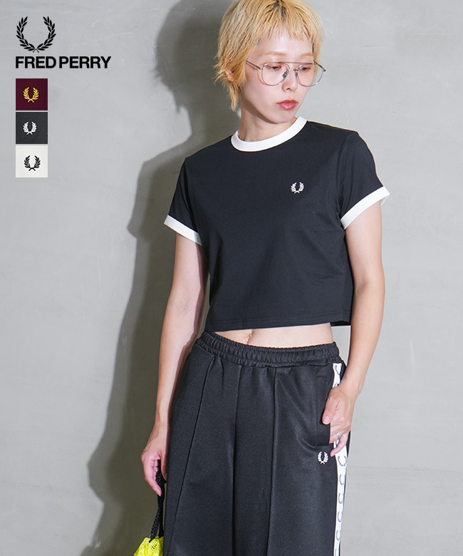FRED PERRY クロップド リブ半袖 FRED PERRY(フレッドペリー) CROPPED RINGER T-SHIRT クロップド