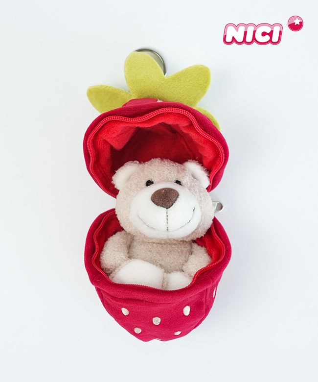 NICI(ニキ) BB クラシックベア2024 ベア+イチゴ 13cm キーホルダー [4992831695301]