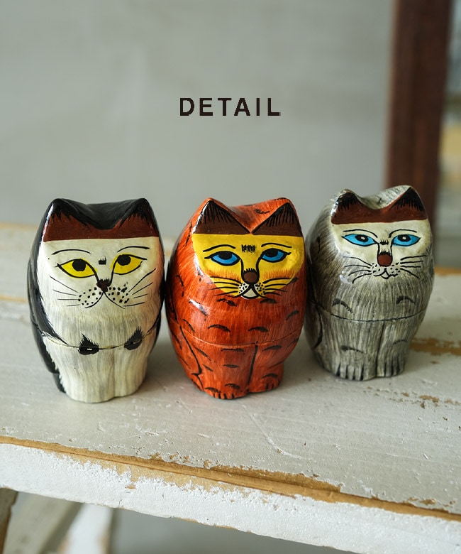 【ちゃみ♡】猫・蝶・フクロウのアート作品セット DETAIL(ディティール) Papier Mache Standing Cat パピエマシェ