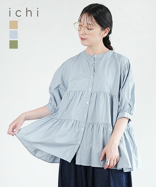 【SALE 20%OFF】ICHI(イチ) ブロードシャツ レディース トップス 半袖 シャツ[260106] セール