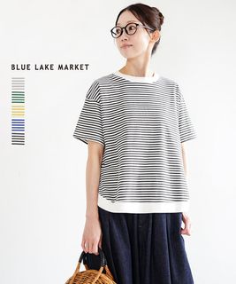 【SALE 30%OFF】BLUE LAKE MARKET(ブルーレイクマーケット) アメリカンドライ天竺ヘムラウンドボーダーTee 半袖 レディース トップス【メール便対応可】[B-521032] セール