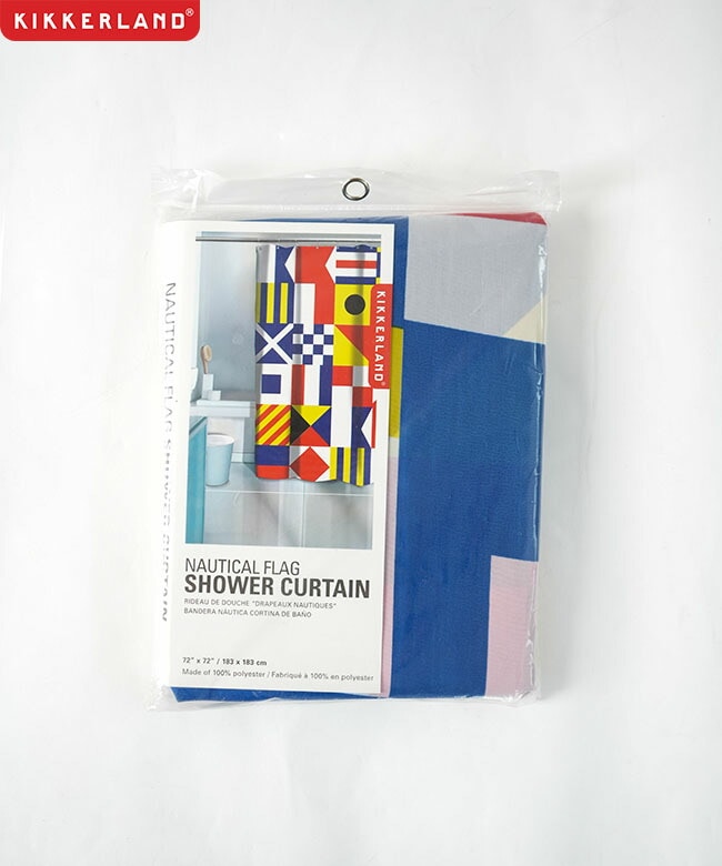 KIKKERLAND(キッカーランド)航海旗柄 シャワーカーテン NAUTICAL FLAG SHOWER CURTAIN 国際信号旗 バスルームカーテン お風呂 1枚[ksh28s]