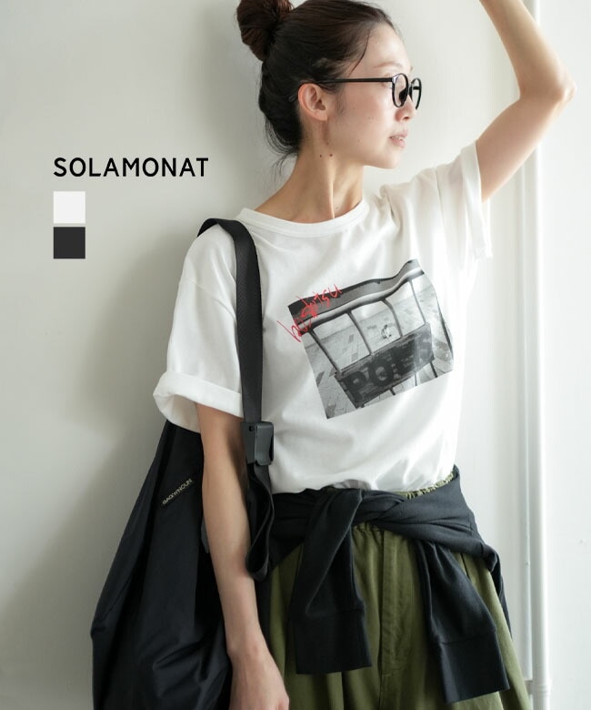 ◇SOLAMONAT(ソラモナ) サラリト天竺 フォトTシャツ【POLIS】 レディース 半袖 5分袖 カットソー トップス【メール便対応可】 [SMA-SARA-HO-SHITSU1]