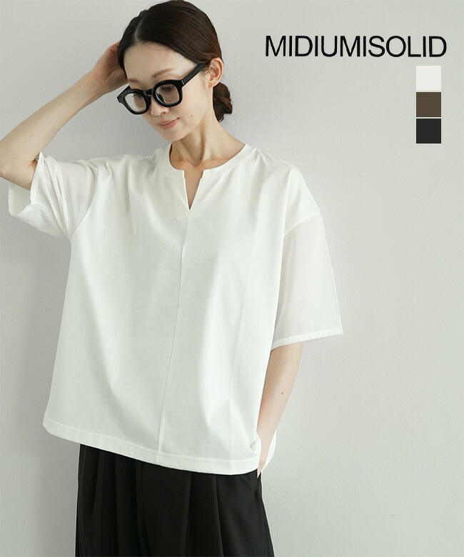 【SALE 10%OFF】MIDIUMISOLID(ミディウミソリッド) sheer slv skipper PO シアースリーブスキッパープルオーバー[2-112246] セール