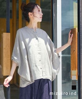 SALE 10%OFF】mizuiro ind(ミズイロインド)リネンスタンドカラー