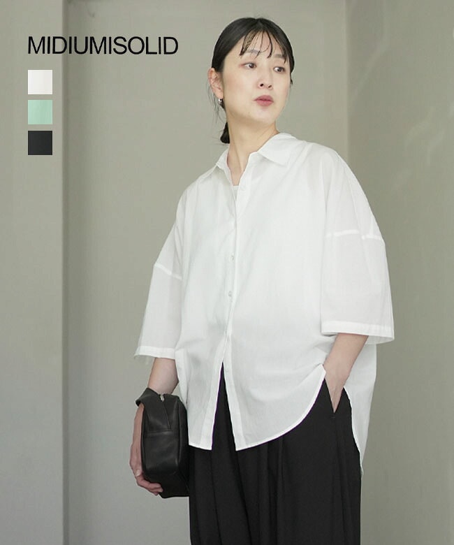 【SALE 20%OFF】MIDIUMISOLID (ミディウミソリッド) cocoon slv wide shirt コクーンスリーブワイドシャツ[2-132277] セール