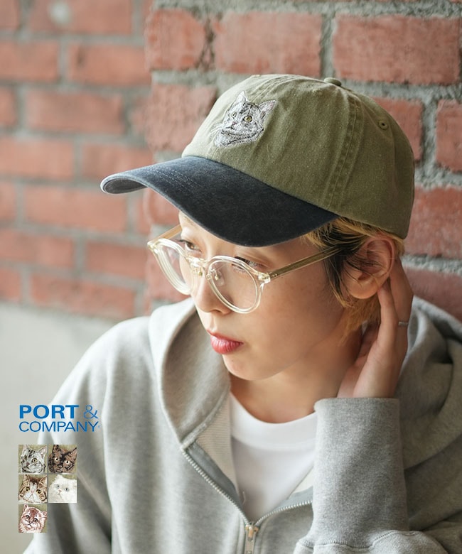 PORT and COMPANY(ポートアンドカンパニー) Cat Embroidery Cap キャットエンブロイダリーキャップ  帽子 刺繍 猫 [ss-cp83]