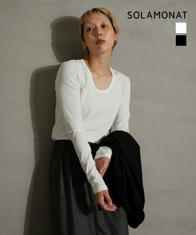 ◇SOLAMONAT(ソラモナ) 強撚ベアテレコUネックロングスリーブ