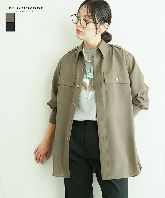 THE SHINZONE(ザ シンゾーン)MILITARY SHEER SHIRT ミリタリーシアーシャツ レディース トップス [26AMSBL05]