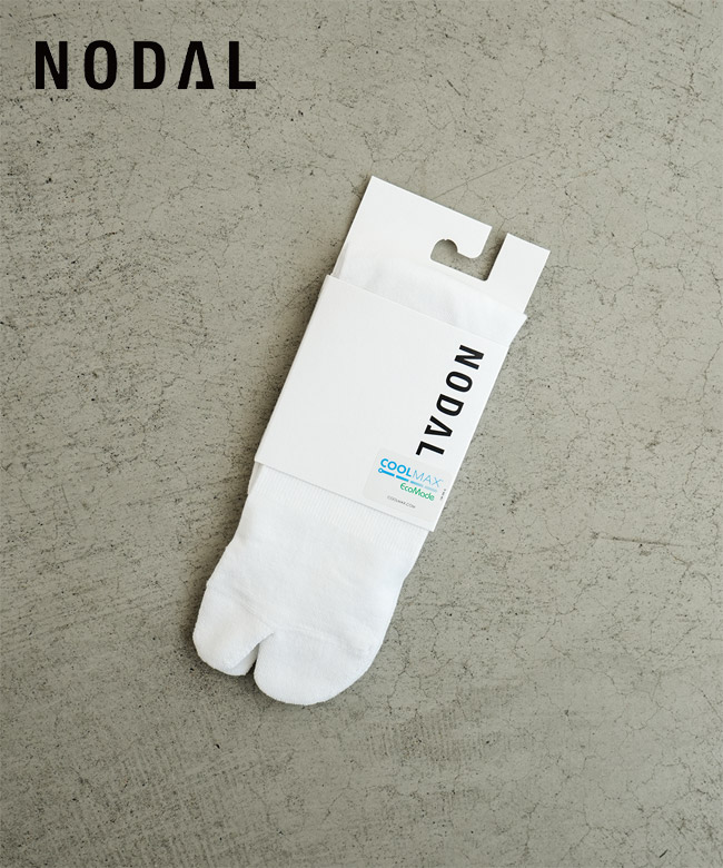 NODAL(ノーダル) COOLMAX EcoMade Fiber Socks (White) クールマックス エコメイド ファイバー ソックス 靴下 ソックス 足袋ソックス【メール便対応可】[ND23X006WH-ML]