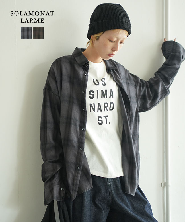 ◇SOLAMONAT LARME(ソラモナラーム) ネルチェックシャツ ネルシャツ ロングスリーブ 長袖 レディース トップス ウッディーハウス セットアップ可能 [LARM-IT-NCSH]