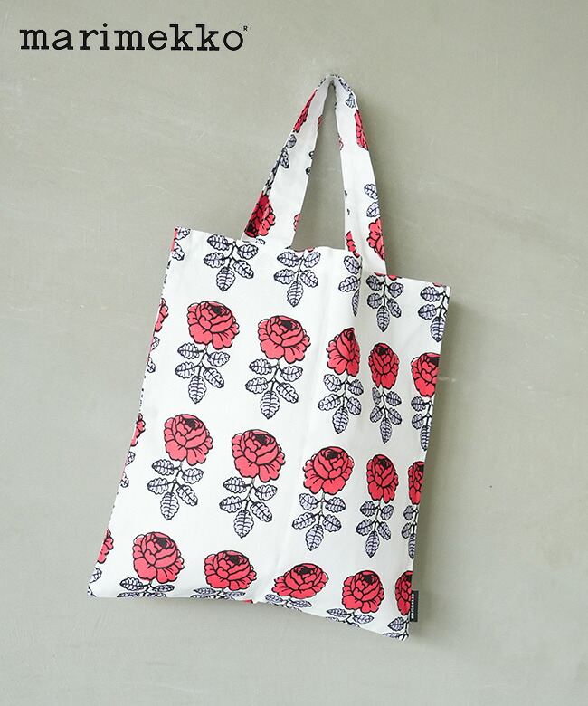 marimekko(マリメッコ) 【アジア限定】Vihkiruusu (ヴィヒキルース)/ウェディングローズ ファブリックトートバッグ 【メール便対応可】 [522614776294]