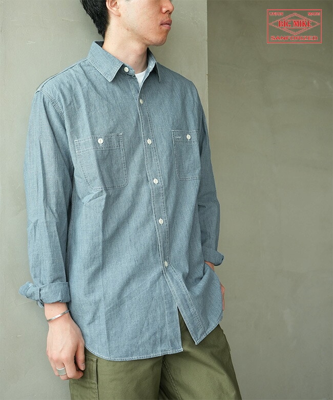 BIG MIKE(ビッグマイク) Chambray Classic L/S Shirt シャンブレー クラシックシャツ メンズ トップス [102015300]