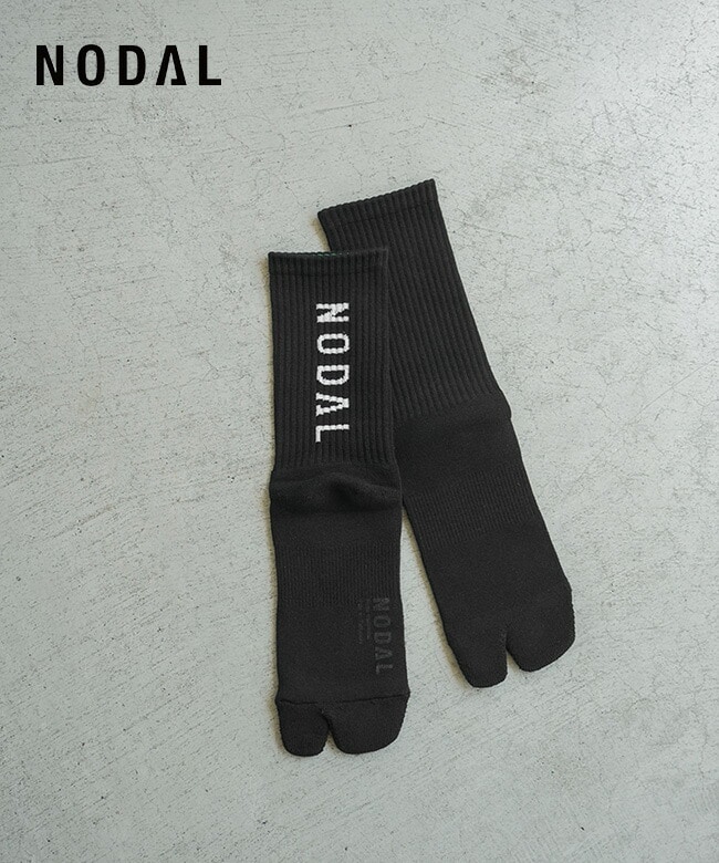 NODAL(ノーダル) NODAL Logo Socks (Black×White) ノーダルロゴソックス 靴下 ソックス 足袋ソックス【メール便対応可】[ND21X022BK-ML]