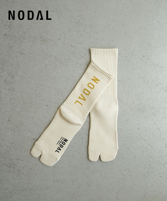 NODAL(ノーダル) NODAL Logo Socks (Cream×Mustard) ノーダルロゴソックス 靴下 ソックス 足袋ソックス【メール便対応可】[ND21X022CM-ML]