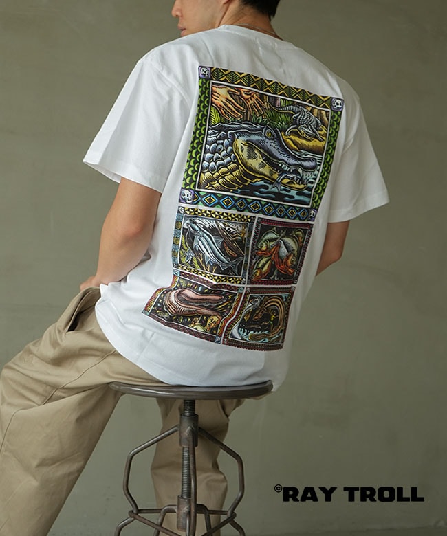 RAY TROLL(レイトロル) Amazon Pocket T-Shirt アマゾン ポケット Tシャツ グラフィック プリント メンズ [26SF-RAY-008]