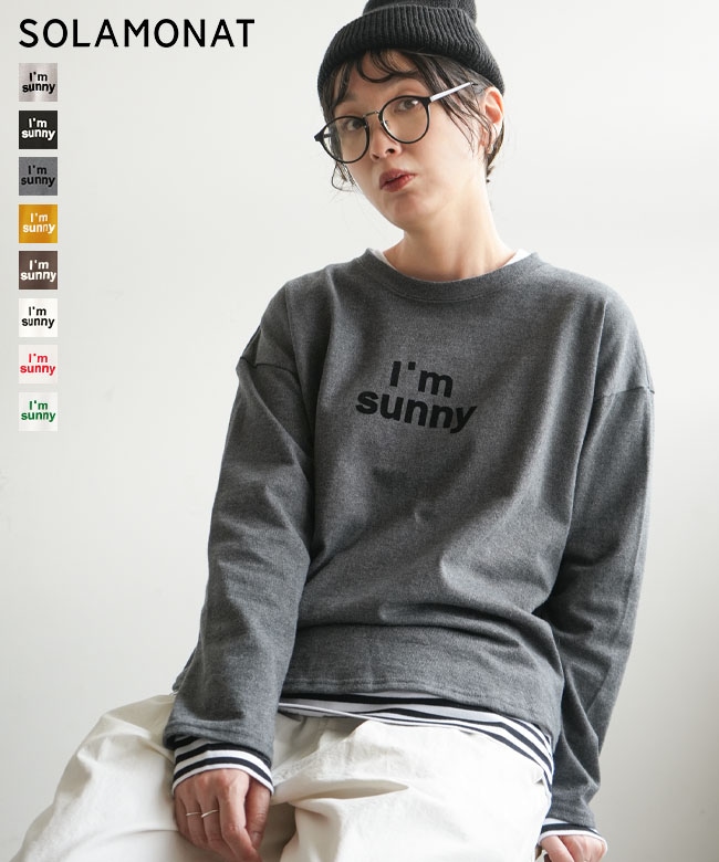 ◇SOLAMONAT(ソラモナ) ベーシックプリントスウェット SUNNY(サニー)トップス レディース 長袖[SMA-PEN-RD-SUNNY]