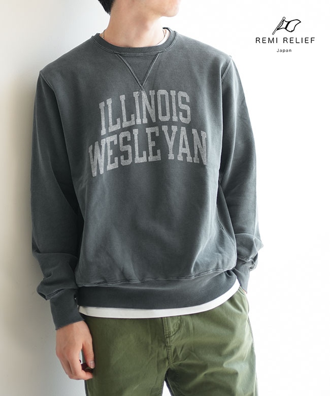 REMI RELIEF(レミレリーフ) SP加工裏毛クルー(ILLINOIS WESLEYAN