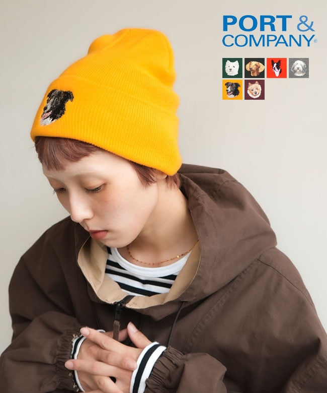 PORT and COMPANY(ポートアンドカンパニー) Dog Embroidery Knit Cap
