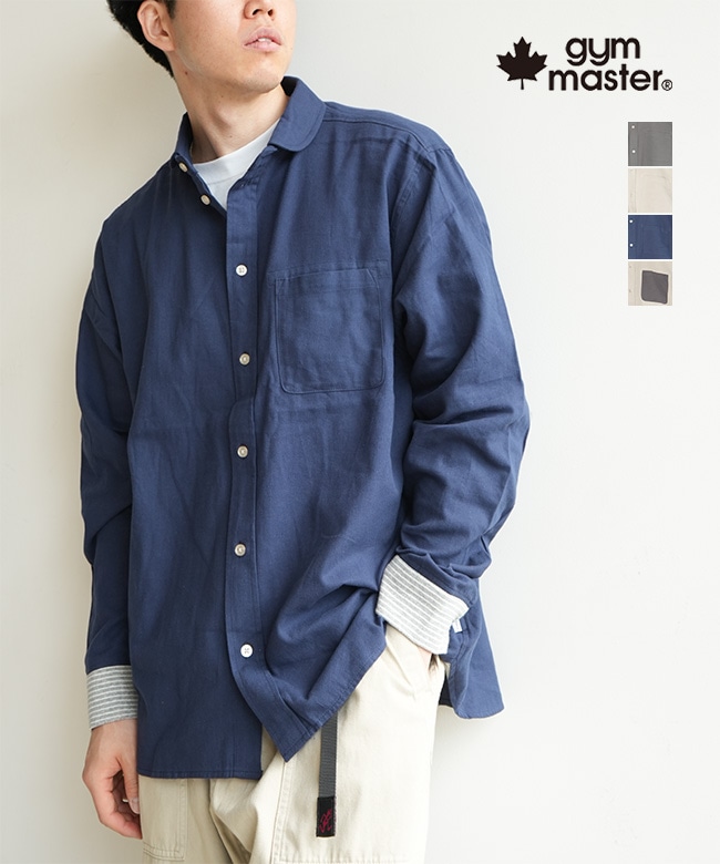 gym master(ジム マスター) 2WAYショールカラープレーンネルシャツ メンズ長袖シャツ[G821748]