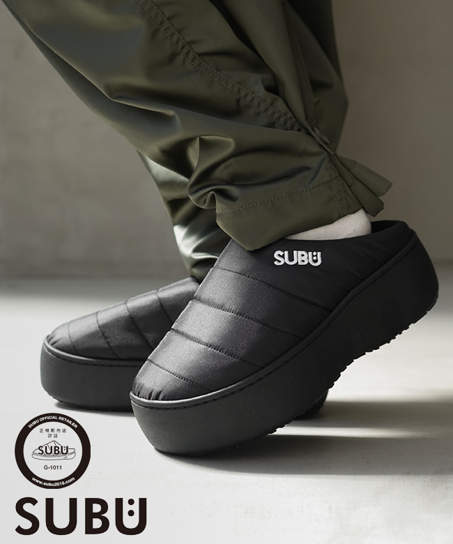 【正規販売店】SUBU(スブ) 【携行バッグ付き】SUBU プラットフォームサンダル 厚底ダウンサンダル  厚底クロッグサンダル  厚底スリッポン [SUBU Platform]【付属品あり】
