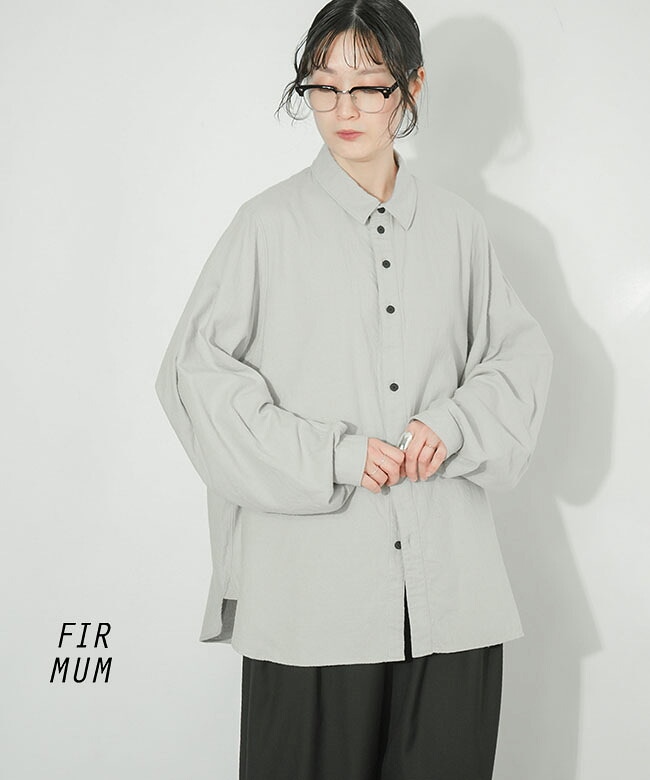 FIRMUM(フィルマム) FTBDSH コットン＆ノイルブークレシルクツィードライクツイル 台襟付きシャツカラー カーブスリーブシャツ トップス 長袖 [HR_FR0301SF]