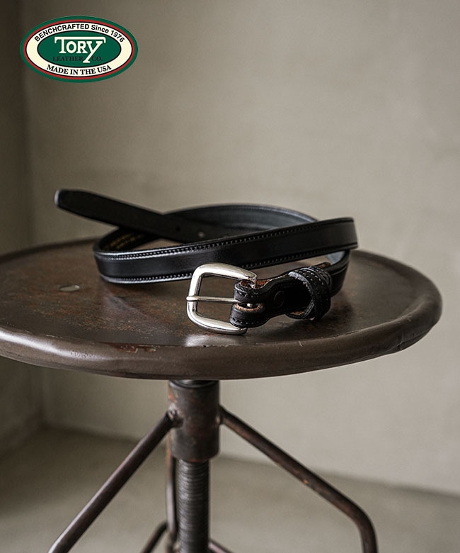 TORY LEATHER(トリ―レザー)Crossed Keeper Belts(BLACK×NICKEL) クロス