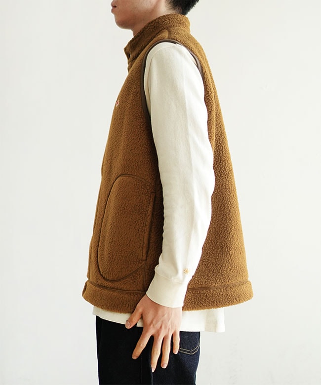 ◇DANTON(ダントン) DOUBLE FACE BOA STAND COLLAR VESTT ダブル