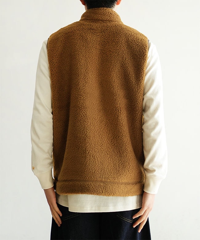 ◇DANTON(ダントン) DOUBLE FACE BOA STAND COLLAR VESTT ダブル